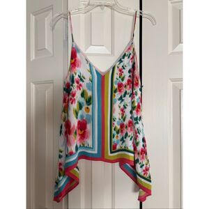 Zara Handkerchief Hem Floral Print Top